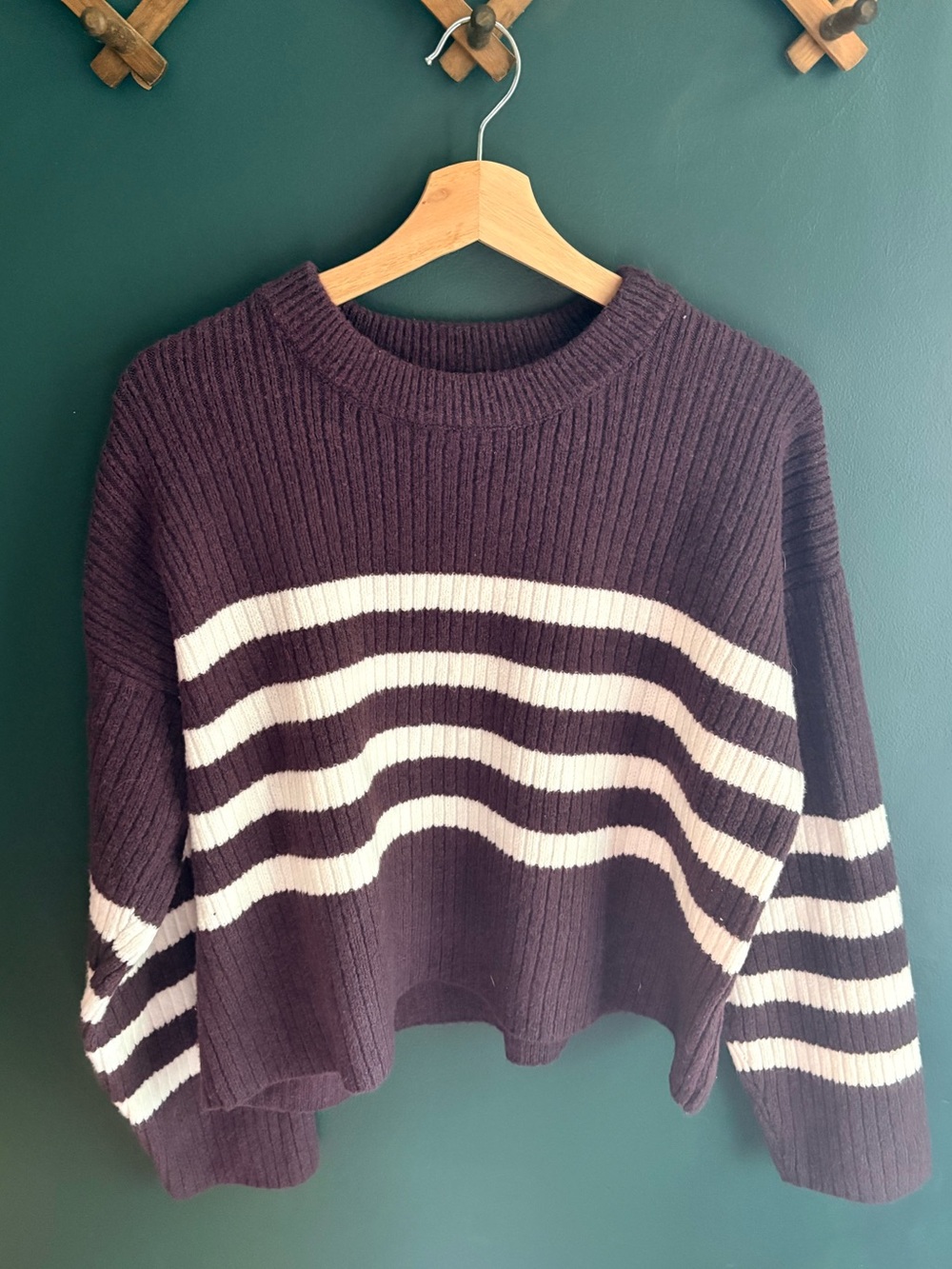 Stitch Fix Purple & White Striped Crewneck Sweater NWT